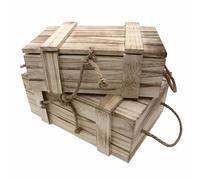 UNUS Set di 2 cassette di legno con coperchio, scrigni del tesoro, forziere, legno marrone, bauli, confezione regalo