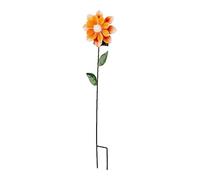 Unusual decorative solar powered LED garden stake flower LED in warm white as a set of 2 in different colours (2 x yellow)
