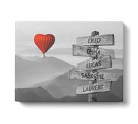 Unvio Quadro Personalizzato Famiglia Mongolfiera Cuore per Decorazione Murale Soggiorno|Idea Regalo Personalizzata Donna o Uomo|Cornice Personalizzata per Compleanno|Oggetto Personalizzato con Nome