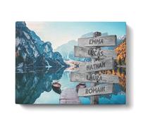 Unvio Quadro Personalizzato Famiglia Montagna Lago per Decorazione Murale Soggiorno | Idea Regalo Personalizzata Donna o Uomo | Cornice Personalizzata per Compleanno | Oggetto Personalizzato con Nome
