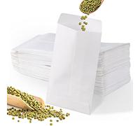 Unvtap 100 mini sacchetti di carta, 6 x 10 cm, piccole buste bianche, piccole bustine piatte bianche, per bomboniere, Natale, buste per monete, caramelle, semi