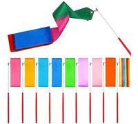 Unvtap Nastri di Ballo 10 Pezzi Nastro Ritmica Danza Nastri Nastro per Ginnastica Ritmica Nastri da Danza con Impugnatura Antiscivolo per Danza Artistica, 2 Meter, 10 Colori