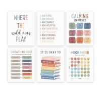UNXIS Poster "Growth Mindset Positive Affirmations", decorazione da parete con scritta "It is Ok To Be Yourself", stampa artistica da parete con angoli calmanti, 20 x 25 cm, set da 6 pezzi, senza