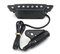 Unxuey 1 pick-up a 6 corde SH-85 per chitarra acustica, EQ, preamplificatore, con jack terminale di alimentazione attiva, per chitarra folk, ukulele (nero levigato, nero)