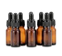 Unxuey 8pcs Set 10ml 1/3 oz Bottiglie di Vetro Ambra con Contagocce In Vetro Trasparente Pipette Bianche Contagocce Olio Essenziale Profumo Liquido Viaggio Eye Fragranza Fiale