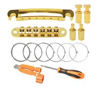 Unxuey Kit combinato 6 corde Gold Tune-O-Matic chitarra ponte cordiera per chitarra elettrica LP pezzi di ricambio, include chitarra accessori di montaggio corde + avvolgitore 3 in 1 +cacciavite