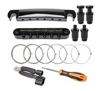 Unxuey Kit combo 6 corde nero Tune-O-Matic chitarra ponte cordiera per LP chitarra elettrica parti di ricambio, include accessori per il montaggio della chitarra corde+avvolgitore 3 in 1+cacciavite