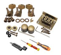 Unxuey Kit combo bronzo sella ponte tuning pioli manopole di controllo 3 selle rullo ponte cinghia serrature chiavi viti rondelle per 3 corde scatola sigari chitarra