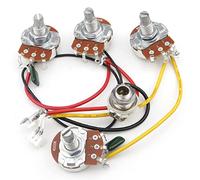 Unxuey, Kit di cablaggio per chitarra elettrica LP 2V 2T, interruttore a levetta a 3 vie Big 500K Pots & Jack Black Tip Cap stile Les Paul, pezzo di ricambio per chitarra