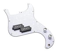 Unxuey P-Bass - Battipenna precablato a 11 fori, battipenna di precisione per chitarra bianca perla, con kit pickup per basso