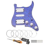 Unxuey Piastra di protezione precablata a 11 fori caricata con parti di pickup HSH bianche per chitarra Fender Strat, con corde per chitarra e strumento di installazione
