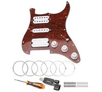 Unxuey Piastra precablata con 11 fori, con pickup HSH bianco per chitarra Fender Strat, con corde per chitarra e strumento di installazione