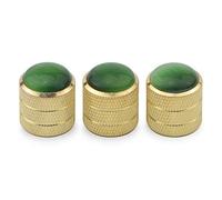 Unxuey Set di 3 manopole di controllo della velocità per chitarra e basso, manopole per tono del volume superiore, con pietra verde, 6 mm, zigrinatura, tappo a cupola per tele/telecaster