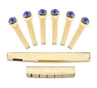Unxuey - Set di 6 perni per ponte chitarra, in ottone dorato, con dado a sella, per chitarra acustica
