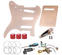 Unxuey SSS Strat - Set battipenna e piastra posteriore con cablaggio per chitarra, manopola potenziometro, presa jack per chitarra e viti per parti di chitarra Fender Style Stratocaster, rame rosso