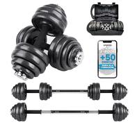 unycos - Manubri Regolabili con Dischi 30 kg【E-Book + Valigetta】Coppia di Pesi con Barra di Collegamento Antiscivolo per Uomini/Donne, Allenamento, Palestra in Casa, Fitness (Iron Transformer)