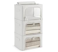 unycos - Scatole per Vestiti【3 Pezzi | 66L】in Tessuto Resistente, Manico Rinforzato e Finestra Trasparente, Contenitori Sottoletto Pieghevole per Asciugamani, Piumini, Coperte (Grigio; Iron Rod)