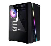 Unykach - Case Computer GamingATX Glayze Nero, frontale ARGB, pannello laterale in vetro temperato, 1 ventola RGB 120 mm, sistema di montaggio senza strumenti, 1 USB 3.0 e 2 USB 2.0