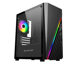 UNYKAch Custodia PC Gaming Micro ATX Mini GLAYZE, frontale ARGB, vetro temperato laterale, ventola ARGB 120 mm, USB 2.0 e due USB 3.0