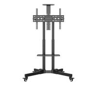 Unykach Supporto TV mobile con 2 ripiani e altezza regolabile per schermi piatti e curve da 32-75 pollici (fino a 45 kg), VESA max 600 x 400 mm