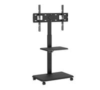 UNYKAch Supporto TV mobile con ripiano e altezza regolabile per schermi piatti e curve da 32-75 pollici (fino a 40 kg), VESA max 600 x 400 mm