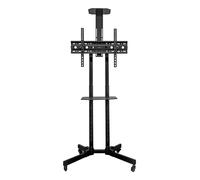 Unykach Supporto TV mobile con 2 ripiani e altezza regolabile per schermi piatti e curve da 32-75 pollici (fino a 45 kg), VESA max 600 x 400 mm