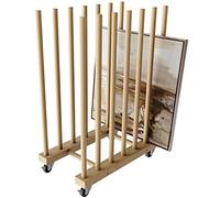 UNZERO Rack di stoccaggio artistico con ruote girevoli, supporto di stoccaggio in legno per tavole di tela, pannello, telaio, tavola da disegno, materiale stampato, blocco di carta, piastra di