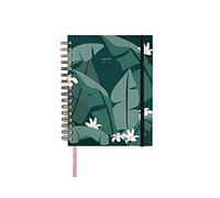 UO Agenda 2021 2022 settimanale vista, tropicale, carta 100 g, 126 adesivi, elastico, nastro registro, divisori mensili e tasca, 16,8 x 22 cm, verde, 8435449351734