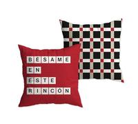 UO Federa per cuscino Baciami in questo angolo. Fodera in 100% cotone, morbida e accogliente per decorare la tua casa. Dettaglio originale per San Valentino. Rosso, 45 x 45.