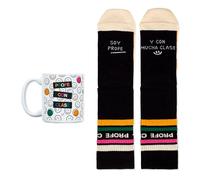UO Set di tazze Profe con classe per insegnanti, tazza caffè e calzini divertenti, regali originali per uomo, taglia unica da uomo, regalo fine corso insegnanti