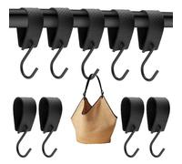 UOCAI 10 ganci a S di colore nero, gancio a S con passante in pelle, gancio per abiti con passante in pelle, gancio multifunzione, gancio per macellaio, appendiabiti