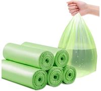 UOCAI 100 sacchi per la spazzatura biologici, per carichi pesanti, resistenti agli strappi, 50 x 60 cm, 5 rotoli, colore antracite, sacchetti per rifiuti alimentari, 100% compostabili, biodegradabili