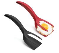 UOCAI 2 Pezzi Spatola per Frittata, Spatola per Uova 2 in 1, Rosso, Nero