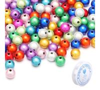 UOCAI 200 Pezzi Bracciale di Perle Magiche 8 mm, con Cordino di Perline da 1 Metro, Perle Magiche Perline Riflettenti Acrilico Riflettente Adatto per Bracciali, Collane e Creazione di Gioielli