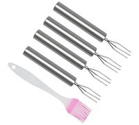 UOCAI 4PCS Forchette a Patate in Acciaio Inox con 3 Punte Forchetta a Patate Barbecue Campeggio, Set Forchetta a Patate Riutilizzabile per Verdure, Mais, Frutta, Cucina e Picnic
