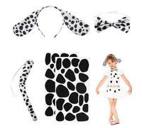 UOCAI 5 Pezzi Set Costume Dalmata, Costume da Cane di Carnevale Dalmata Cane per Bambini Fascia, Carnevale Bambino per Dalmata Travestimento Imitazione Cosplay Festa Regalo Animale