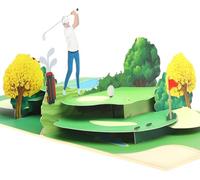 UOCAI Biglietto di auguri da golf, pop-up golf, per la pensione, biglietto pop-up golf, biglietto regalo 3D per compleanno, buono per golfisti o biglietto di compleanno per golfisti