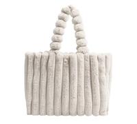 UOCAI Borsa a tracolla in peluche morbida, donna, borsa a tracolla calda, bianco, 11 x 13.4 x 5 cm