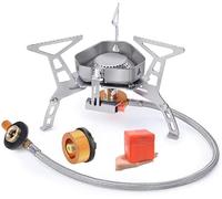 UOCAI Fornello da campeggio a gas, 3500 W, pieghevole, con accensione piezoelettrica e scatola di immagazzinaggio, bruciatore a gas per esterni, campeggio, picnic
