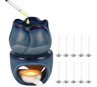 UOCAI Lampada profumata per oli essenziali con cucchiaio di candela e linea di candela, lampada profumata Tealight, fornello per oli profumati, lampada profumata in ceramica, lampada aromatica