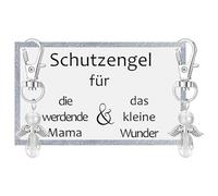 UOCAI Schutzengel Schlüsselanhänger, portachiavi mamma, Werdende Mama Geschenk, regalo baby shower Glücksbringer Geschenke für Werdende Mütter und Kleine Wunder （8.8x5.2CM