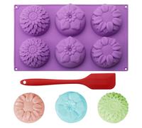 UOCAI Stampi per sapone in silicone, a forma di bomba da bagno, con spatola in silicone, 6 cavità in silicone, per sapone fai da te, gelatina, cioccolato (28 x 16,5 x 3 cm)