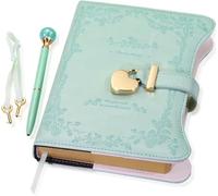 UODERS Diario con serratura per ragazze - 360 pagine di taglio oro ricaricabili in formato B6, penna e segnalibro Ciano chiaro