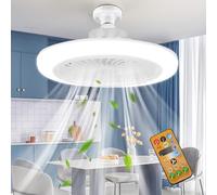 UOEONR Lampada Ventilatore da Soffitto, Lampada Ventilatore, E27 Lampadario Ventilatore da Soffitto, Ventilatore da Soffitto Silenzioso con Luce e Telecomando, 3 Velocità, Temporizzabile (Con