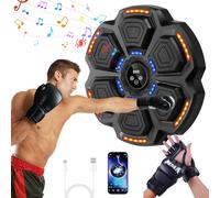 Uoeonr Music boxing machine, bersaglio da boxe musicale a parete, con 9 velocità e modalità di conteggio, con guantoni da boxe e Bluetooth, allenamento a casa per adulti e bambini (B-Nero)