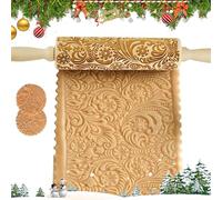 Uoimky Mattarello in rilievo, per pasta di Natale, con motivo 3D, fiocco di neve, con goffratura, fai da te, per biscotti, cucina, 35 cm