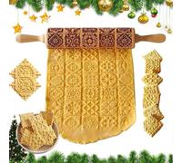 Uoimky Mattarello in rilievo, per pasta di Natale, con motivo a fiori, 3D, fiocco di neve, con goffratura, fai da te, per biscotti, cucina, 35 cm