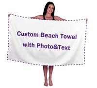 UOKIIYUA Asciugamano fotografico personalizzato, asciugamano da spiaggia ad asciugatura rapida personalizzato con la tua immagine e testo, asciugamano da viaggio in microfibra morbida 32x64 pollici