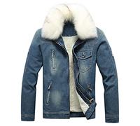 Uomini Autunno e Inverno Cappotti Moda Denim Tinta unita Più Velluto Spesso Cappotto Top Caldo Giacca con cerniera Giacca Compatibile con Moto Uomo Omologato Estate, bianco, L, Giubbotto