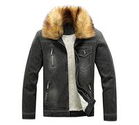 Uomini Autunno e Inverno Cappotti Moda Denim Tinta unita Più Velluto Spesso Cappotto Top Caldo Giacca con cerniera Giacca Compatibile con Moto Uomo Omologato Estate, giallo, L, Giubbotto